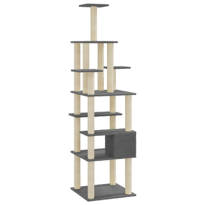 Vidaxl Rascador Para Gatos Con Postes De Sisal Gris Oscuro 183 Cm_5