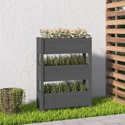 Jardinera De Madera Maciza De Pino Gris 77x25x104,5 Cm_1