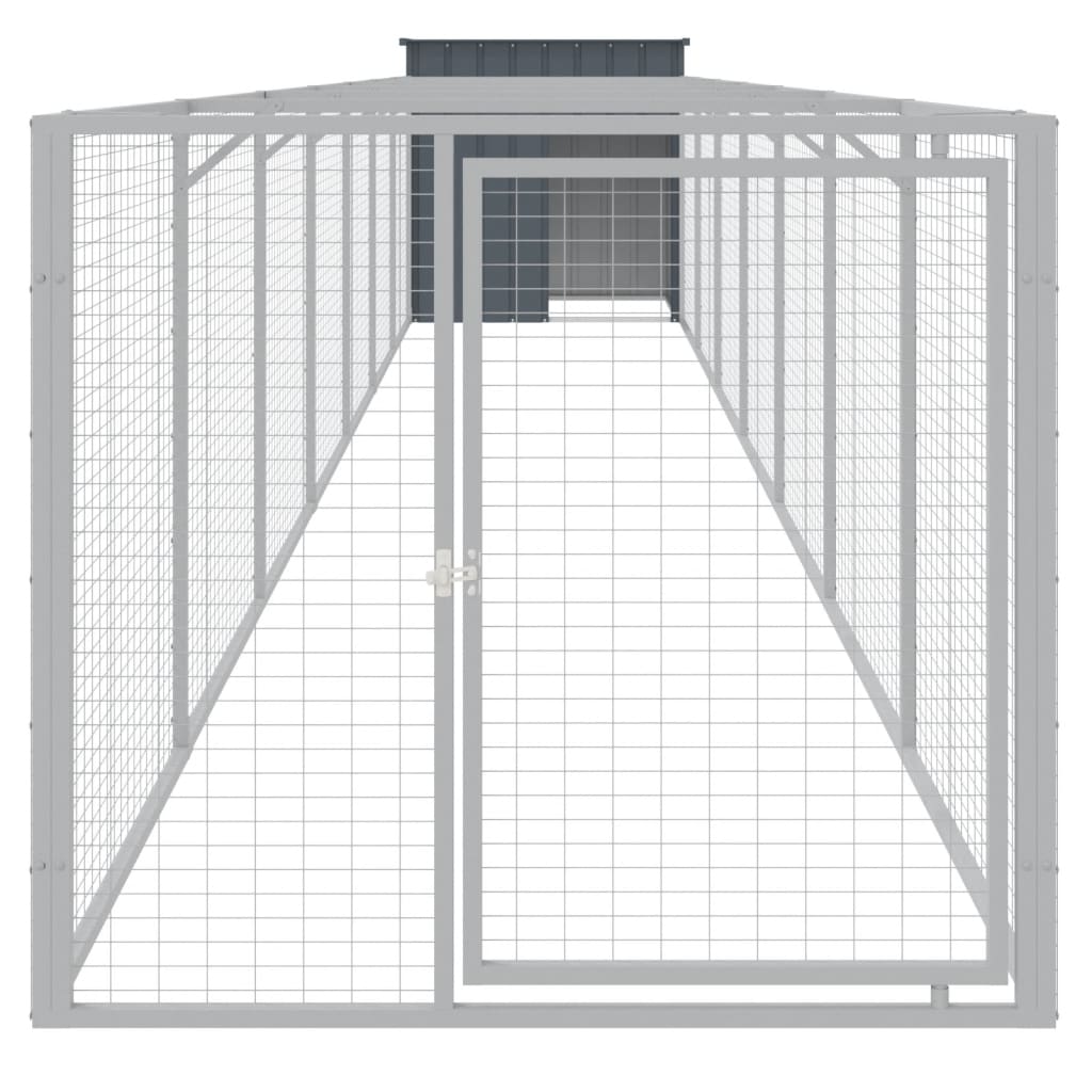 Caseta Perros Con Corral Acero Galvanizado Gris 110x813x110 Cm_2