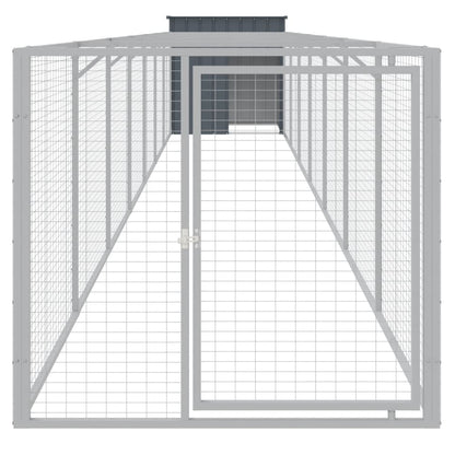 Caseta Perros Con Corral Acero Galvanizado Gris 110x813x110 Cm_2