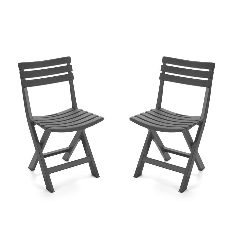 Pack 2 Sillas De Exterior Plegables Hoku Polipropileno, Antracita, 44 X 78 X 41_1