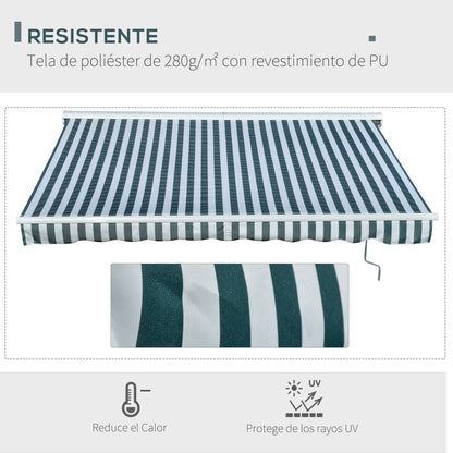 Outsunny Toldo Eléctrico Retráctil Con Función Manual 300x250 Cm Ventanas Verde_4