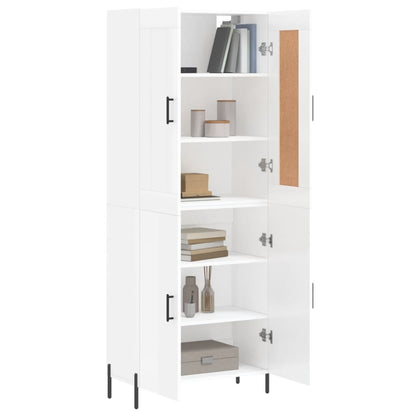 Aparador Alto Madera Contrachapada Blanco Brillo 69,5x34x180 Cm_2