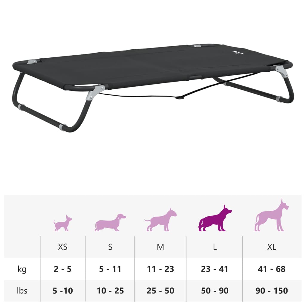 Cama Para Perros Plegable Tela Oxford Y Acero Gris Antracita / Vetonek_4