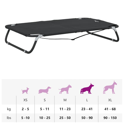 Cama Para Perros Plegable Tela Oxford Y Acero Gris Antracita / Vetonek_4