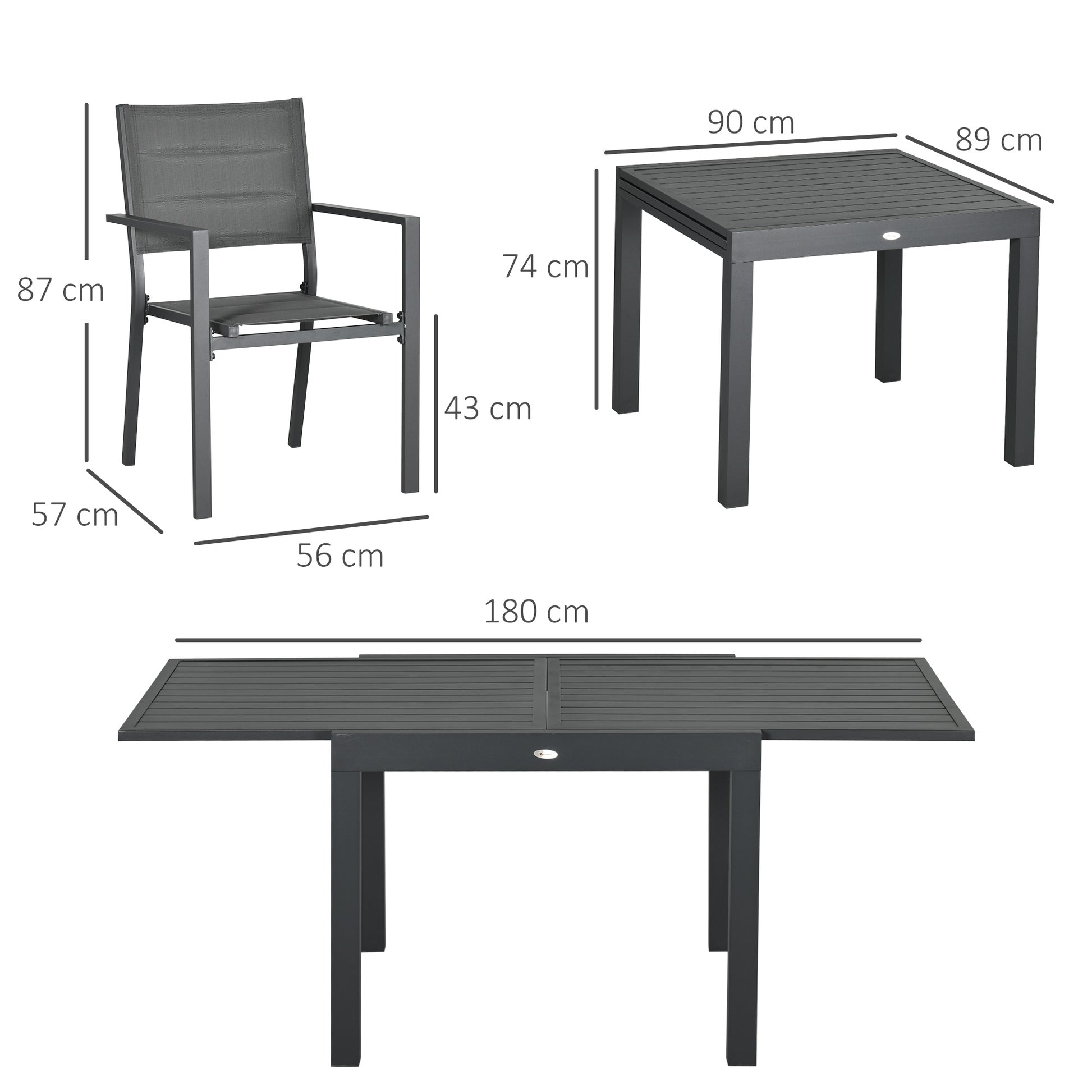 Outsunny Conjunto Muebles De Jardín Con Mesa Extensible Y 6 Sillas Apilables_2
