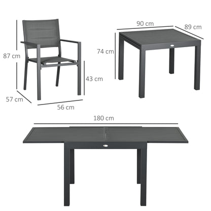 Outsunny Conjunto Muebles De Jardín Con Mesa Extensible Y 6 Sillas Apilables_2