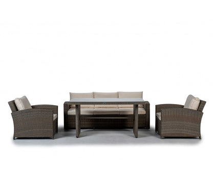 Muebles De Jardín Comedor New York 5 Plazas Ratán Sintético Beige Kiefergarden_4