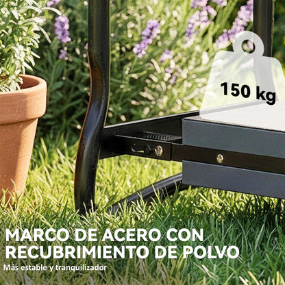 Outsunny Taburete De Jardín Plegable Con Bolsa De Herramientas Carga 150kg Negro_5