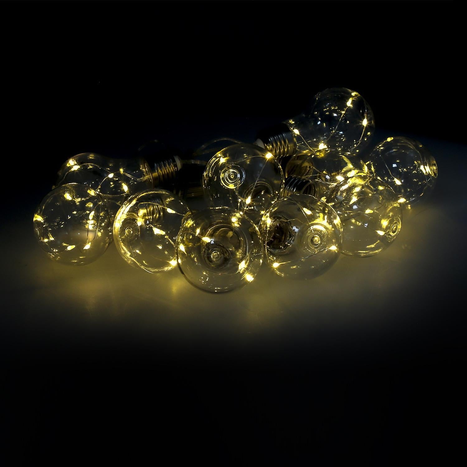Guirnalda Solar 10 Bombillas / 50 Micro Leds Luz Calida. Bateria Recargable Uso En Exteriores / Interiores Ip44_1