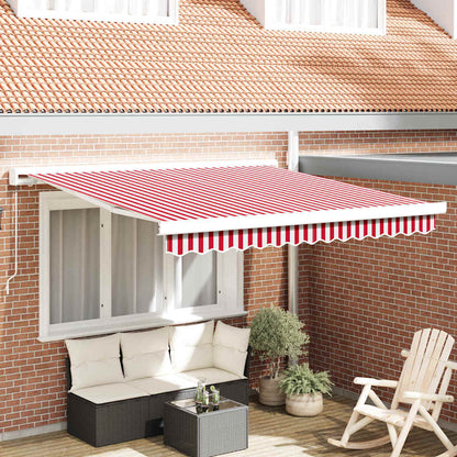 Toldo Retráctil Rojo Y Blanco 350 X 250 Cm Lona Y Aluminio_1