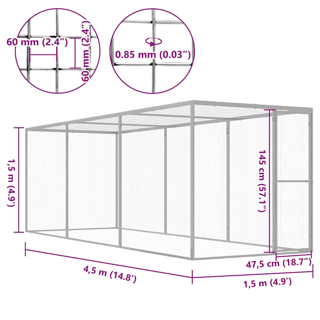 Vidaxl Jaula Para Gatos Acero Galvanizado 4,5x1,5x1,5 M_2