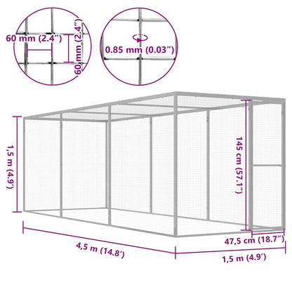 Vidaxl Jaula Para Gatos Acero Galvanizado 4,5x1,5x1,5 M_2