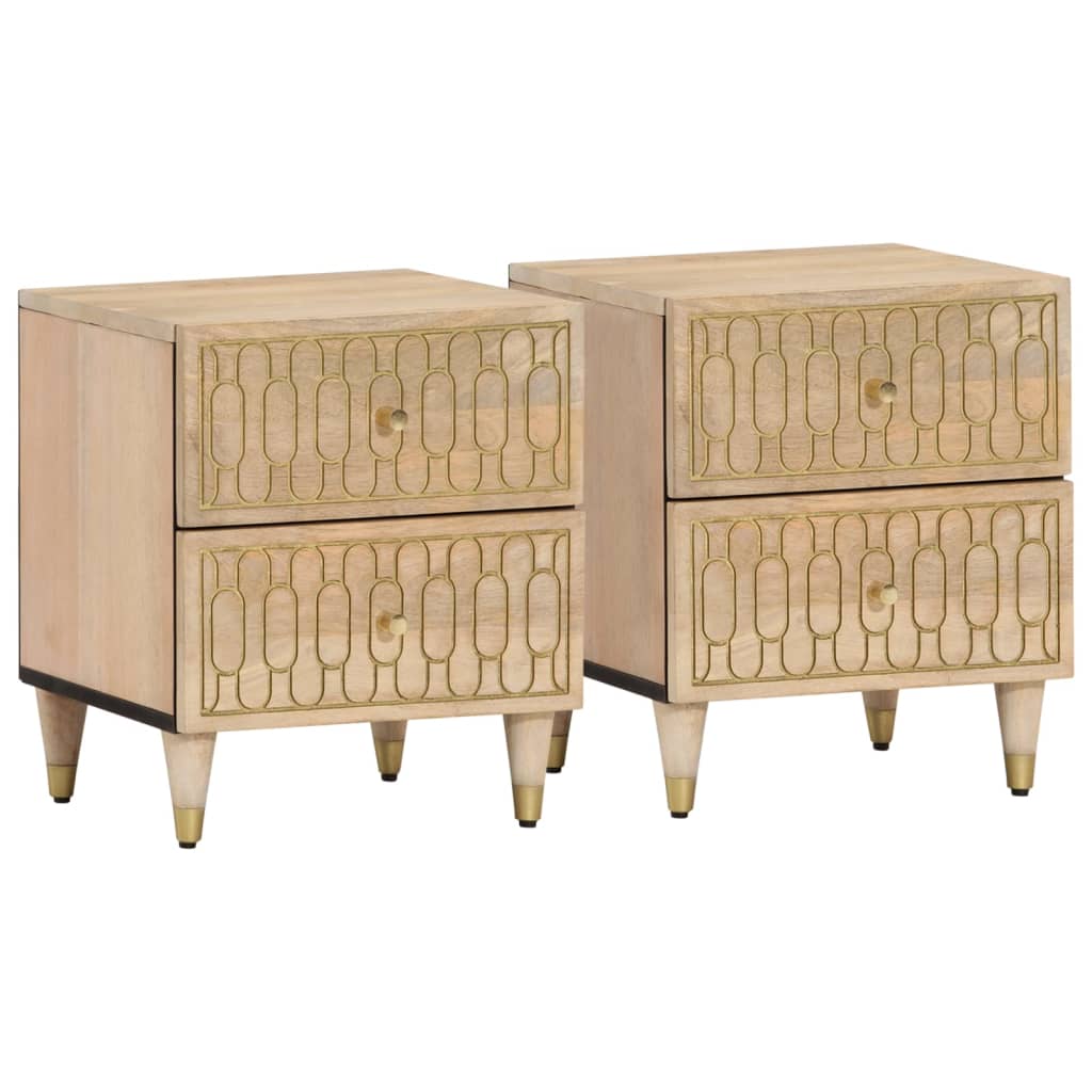 Mesitas De Noche 2 Uds Madera Maciza De Mango 40x33x46 Cm_2