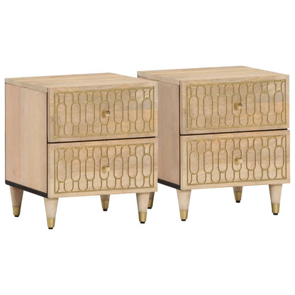 Mesitas De Noche 2 Uds Madera Maciza De Mango 40x33x46 Cm_2