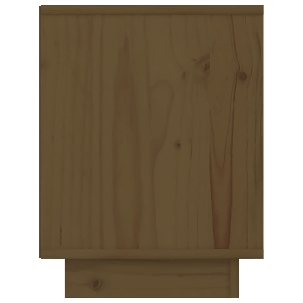Mesita De Noche De Madera Maciza De Pino Marrón Miel 40x30x40cm_3