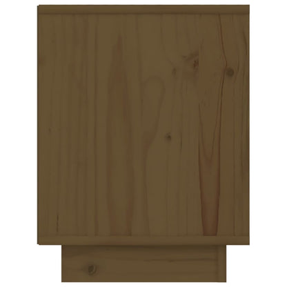 Mesita De Noche De Madera Maciza De Pino Marrón Miel 40x30x40cm_3