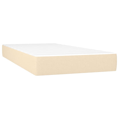 Cama Box Spring Colchón Y Luces Led Tela Crema 200x200 Cm / Vetonek_1