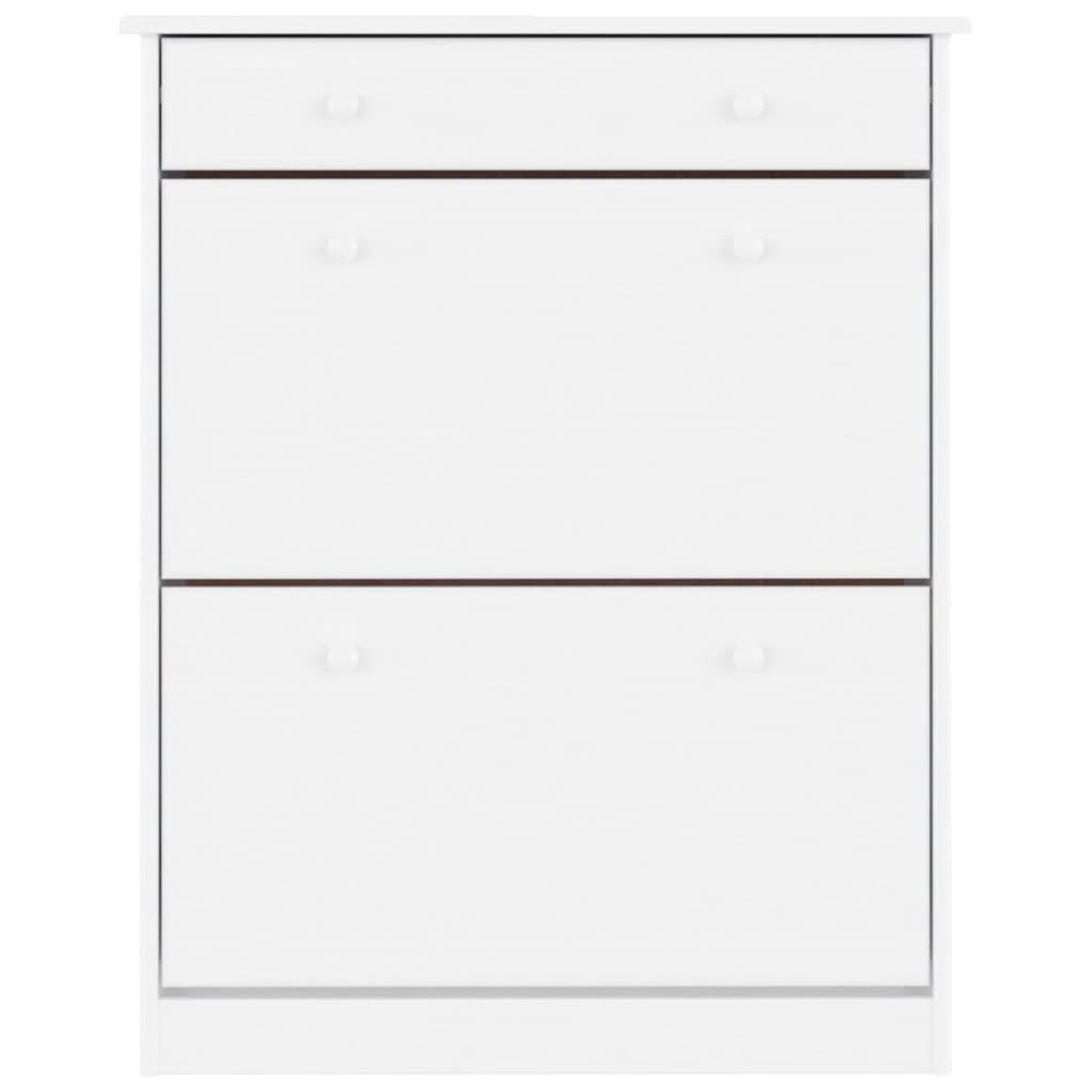 Mueble Zapatero Alta Madera Maciza De Pino Blanco 77x35x96 Cm / Vetonek_5