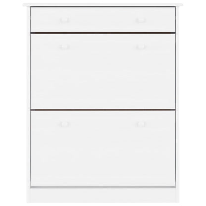 Mueble Zapatero Alta Madera Maciza De Pino Blanco 77x35x96 Cm / Vetonek_5
