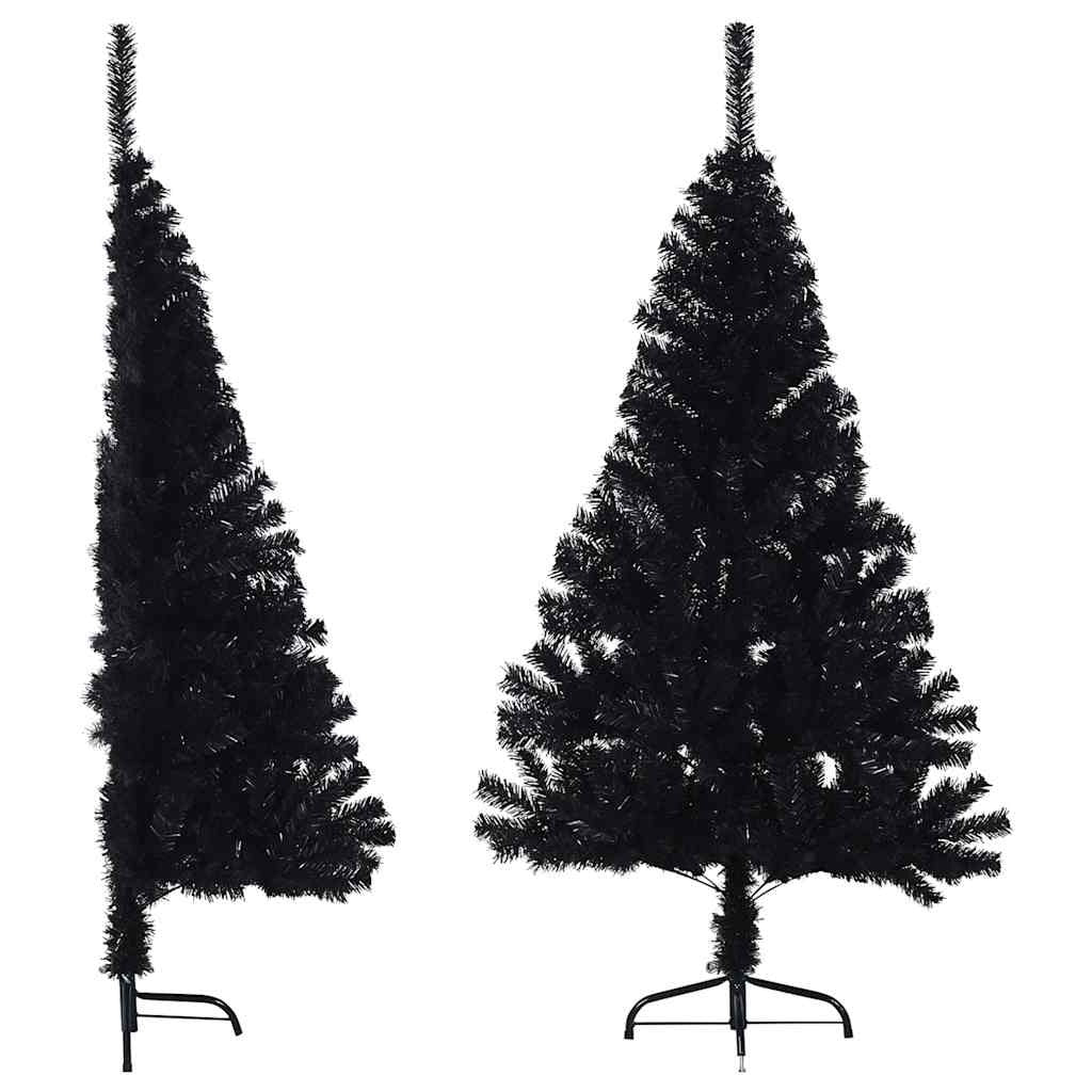 Vidaxl Medio Árbol De Navidad Artificial Con Soporte Pvc Negro 150 Cm_0