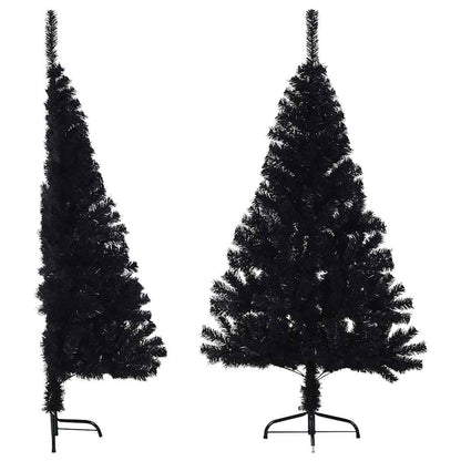 Vidaxl Medio Árbol De Navidad Artificial Con Soporte Pvc Negro 150 Cm_0