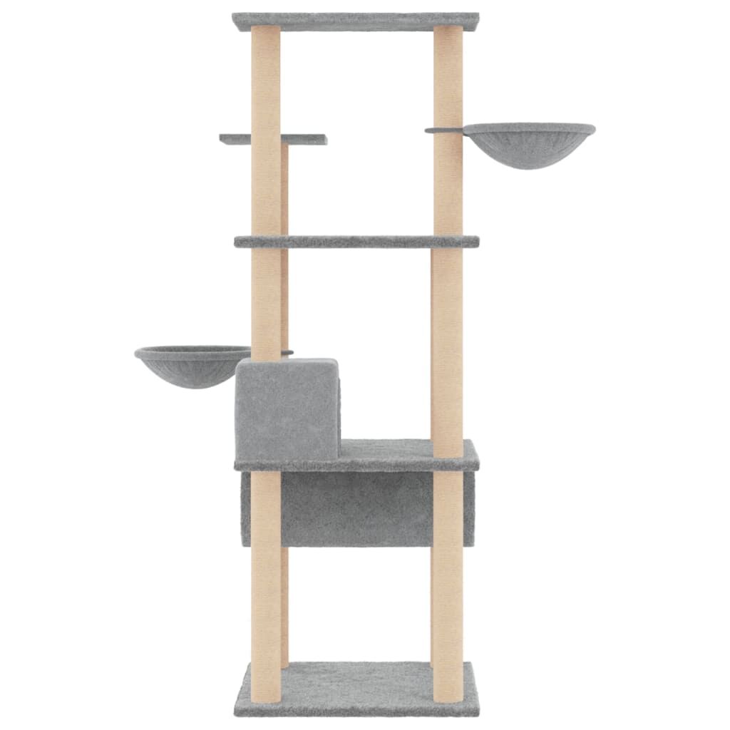 Vidaxl Rascador Para Gatos Con Postes De Sisal Gris Claro 141 Cm_3