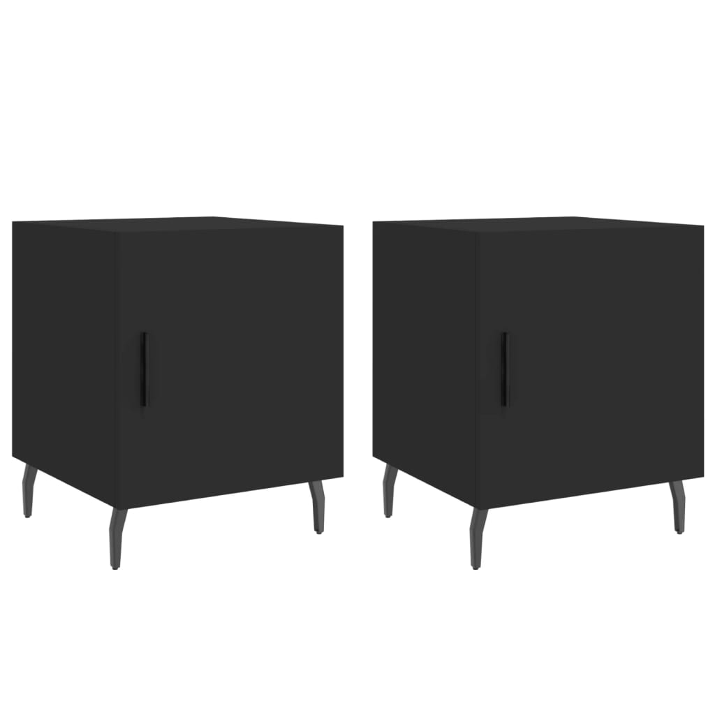 Mesitas De Noche 2 Uds Madera De Ingeniería Negro 40x40x50 Cm_0