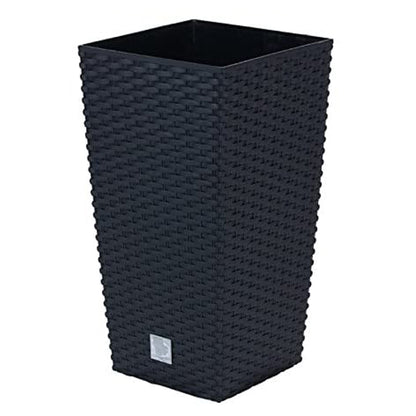 Pack 3 Macetas Altas Prosperplast (11,4/26,6/49 Litros) Rato Square De Plastico En Color Antracita Con Deposito._2