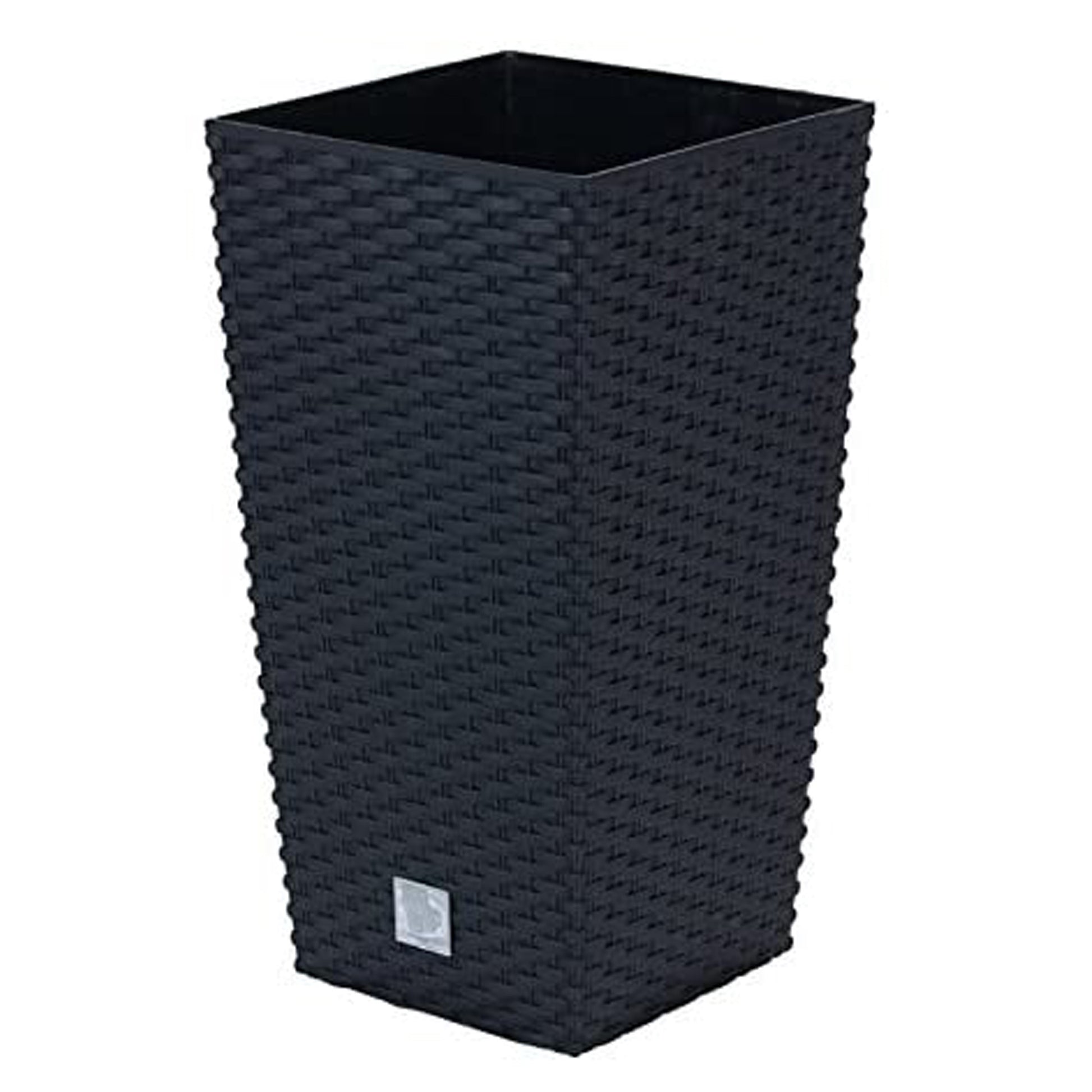 Pack 3 Macetas Altas Prosperplast (11,4/26,6/49 Litros) Rato Square De Plastico En Color Antracita Con Deposito.