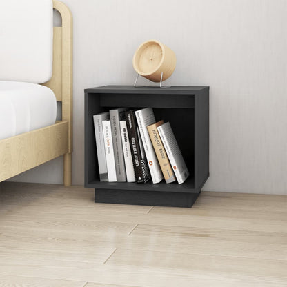 Mesitas De Noche 2 Uds Madera Maciza De Pino Gris 40x30x40 Cm_1