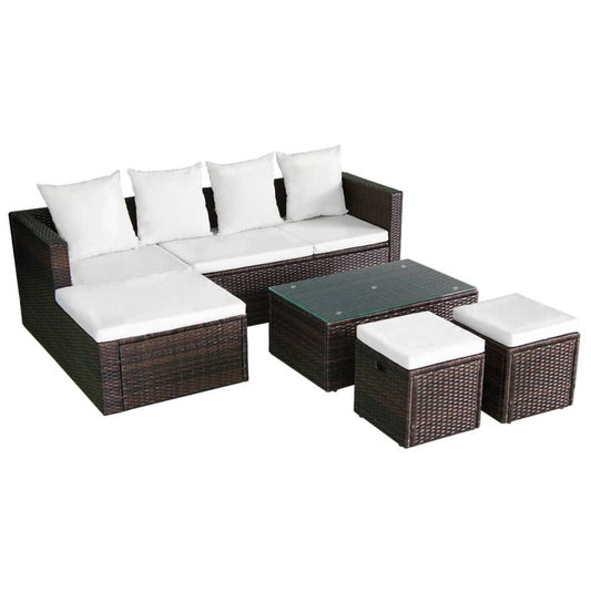 Vidaxl Set Muebles De Jardín 4 Piezas Y Cojines Ratán Sintético Marrón_0