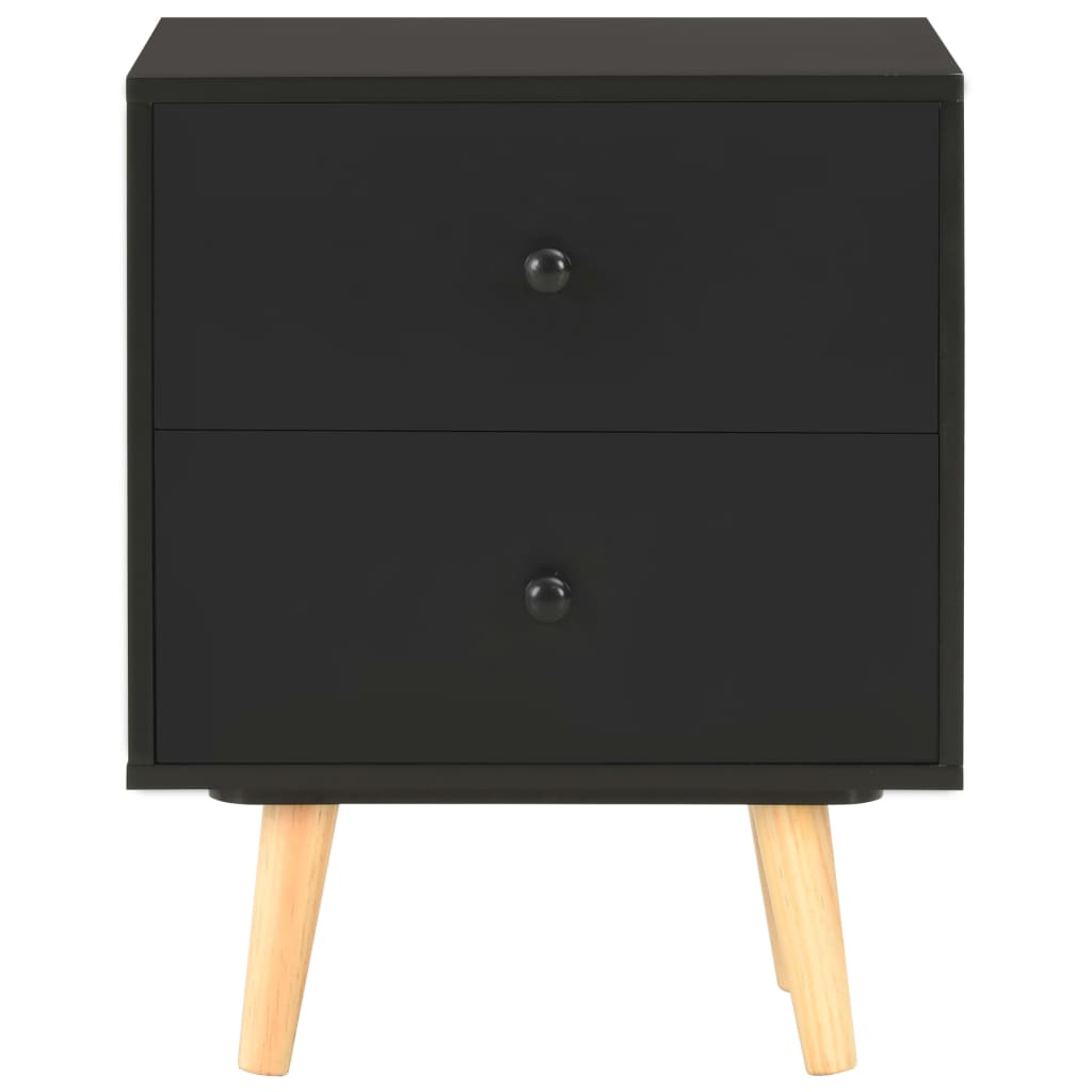 Mesitas De Noche 2 Unidades Madera Maciza Pino Negro 40x30x50cm_2
