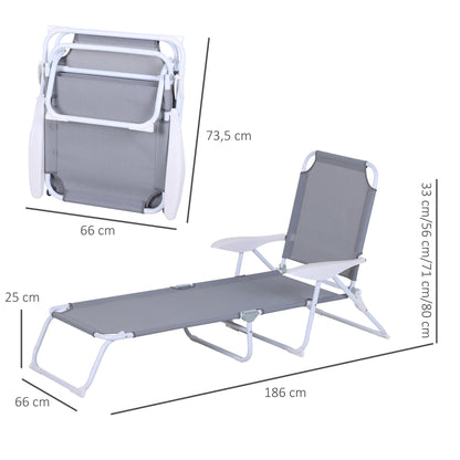 Outsunny Tumbona Reclinable Y Plegable De Jardín Respaldo Ajustable_2