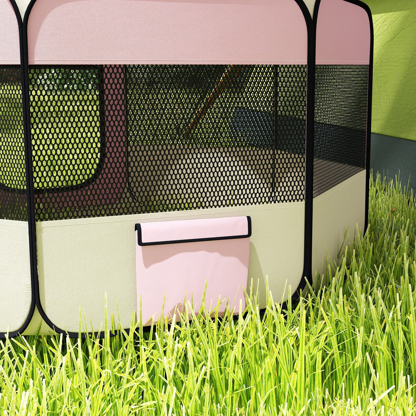 Pawhut Parque Para Mascotas Plegable 120x120x58 Cm Impermeable Tela Oxford Rosa_4