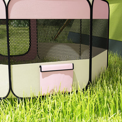 Pawhut Parque Para Mascotas Plegable 120x120x58 Cm Impermeable Tela Oxford Rosa_4