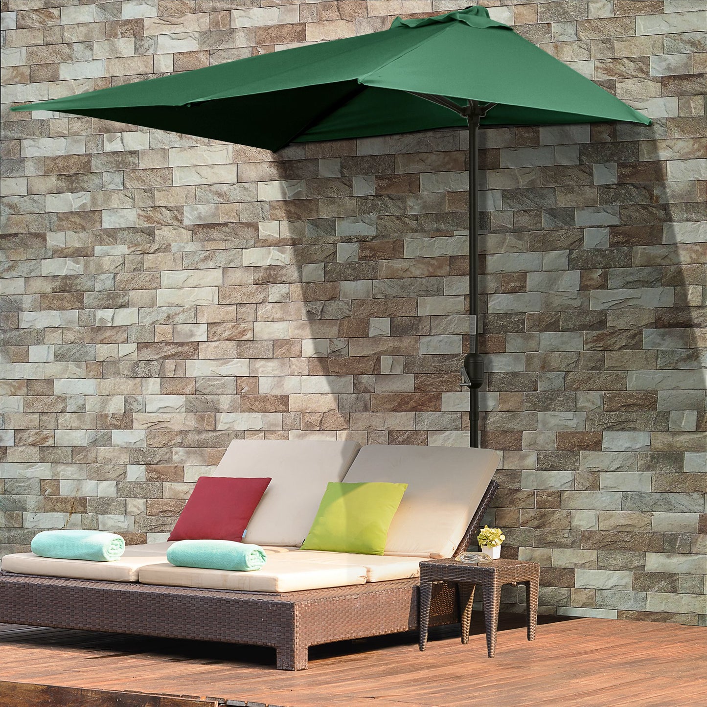 Outsunny Sombrilla Rectangular 230x130x245 Cm Con Manivela Protección Uv 30+_1