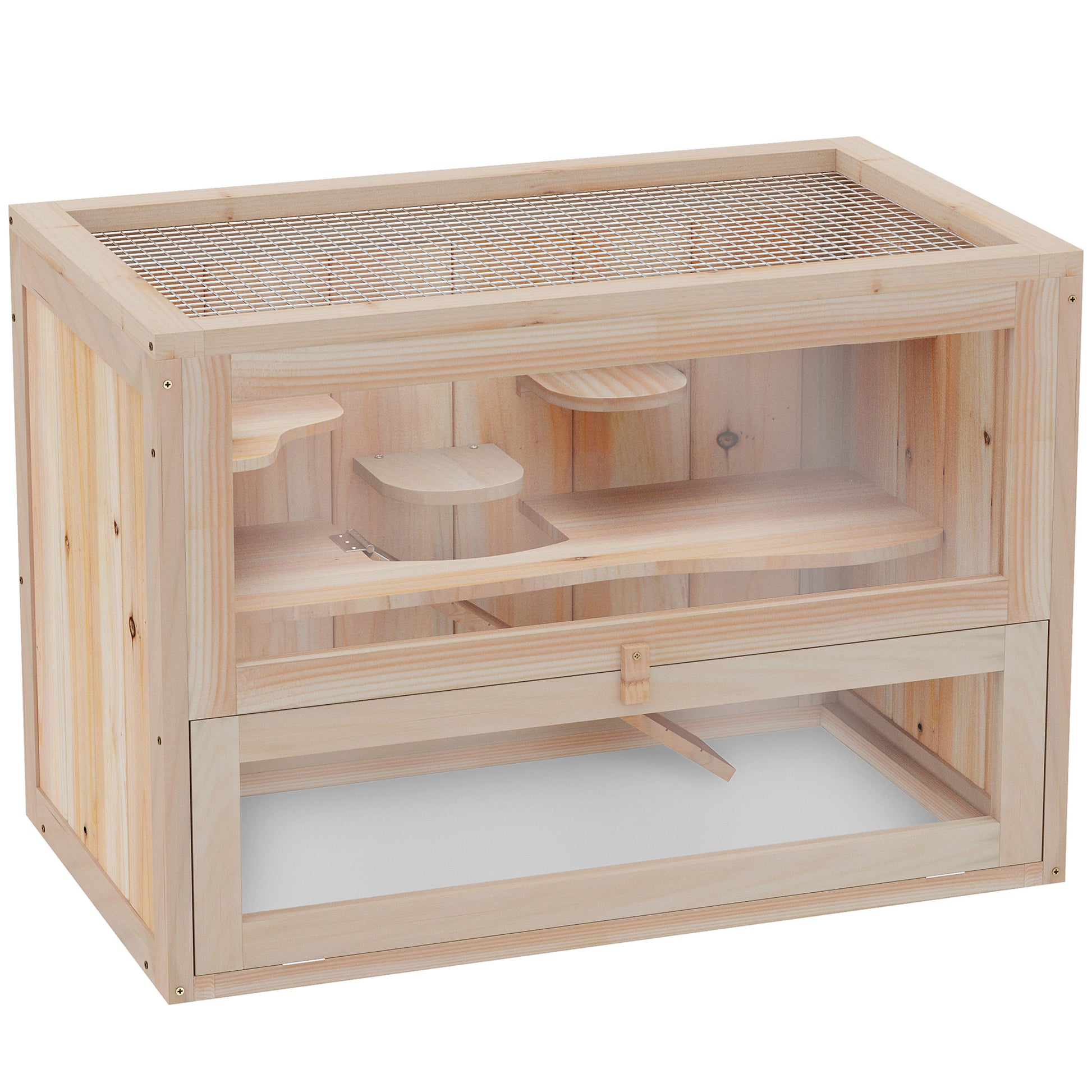 Pawhut Jaula Madera Para Hámster Ratoncillos Casa Para Roedores Pequeños De 2_0