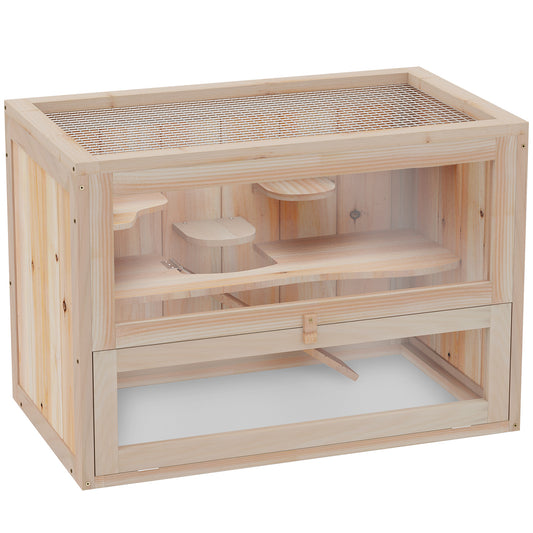 Pawhut Jaula Madera Para Hámster Ratoncillos Casa Para Roedores Pequeños De 2_0