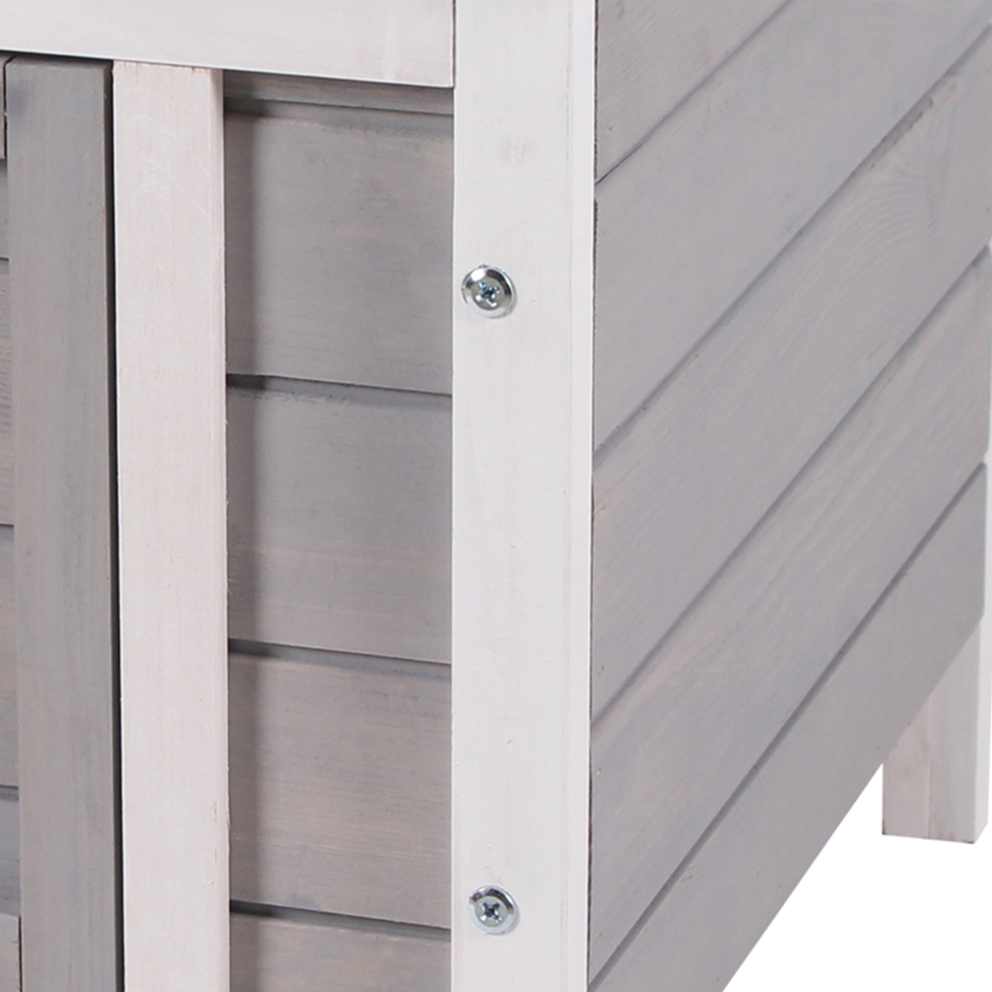 Pawhut Conejera Madera Exterior Con Techo Asfáltico Abatible 42x51x43 Cm Gris_4