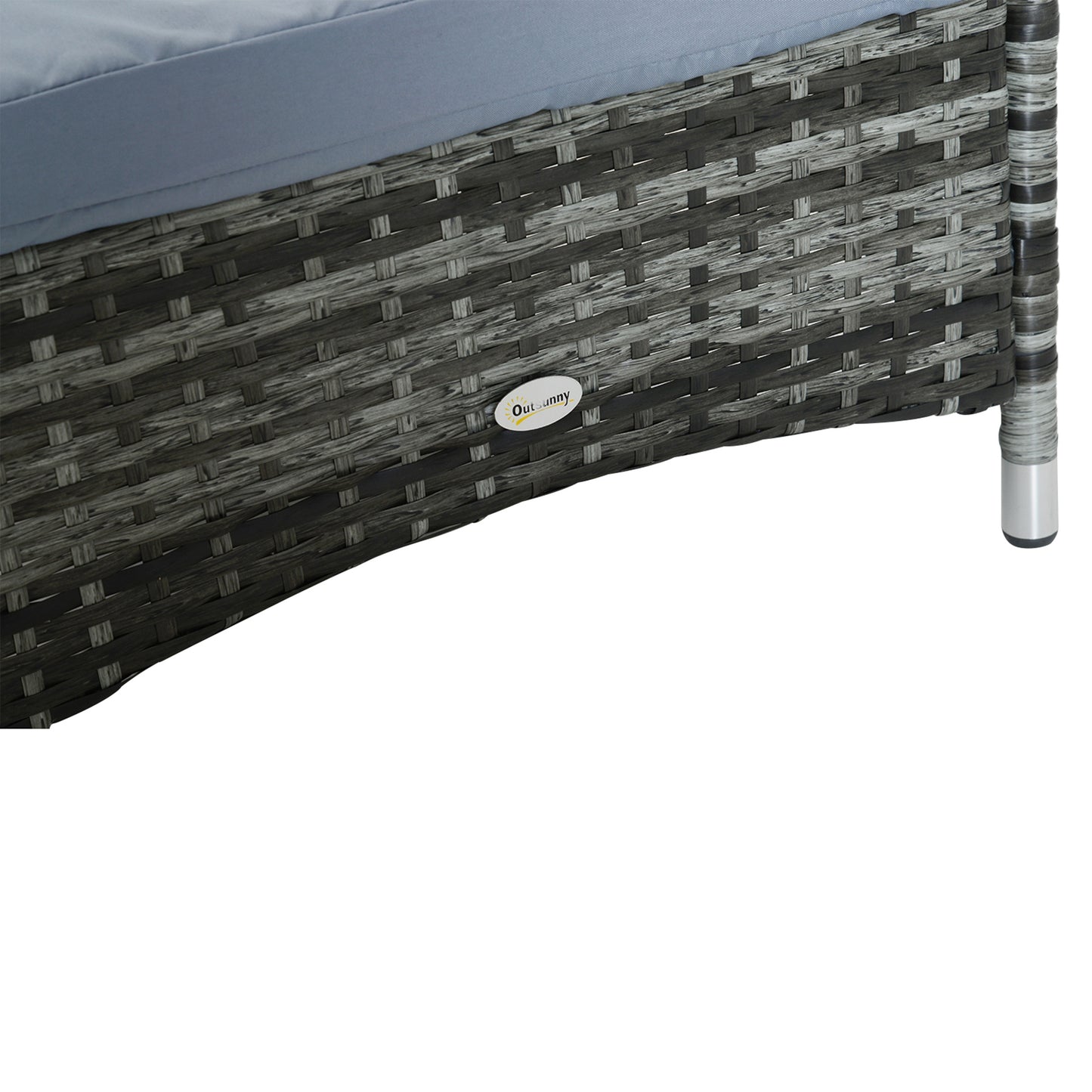 Outsunny Conjunto 2 Tumbonas Ratán Jardín Con Respaldo Ajustable 200x73x72-103cm_3