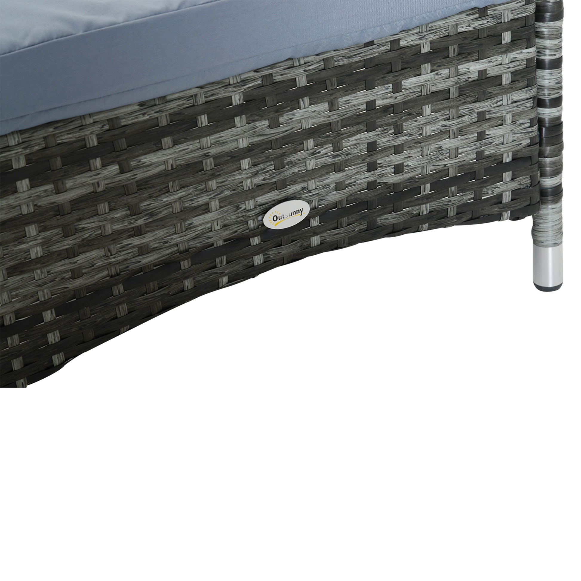 Outsunny Conjunto 2 Tumbonas Ratán Jardín Con Respaldo Ajustable 200x73x72-103cm_3