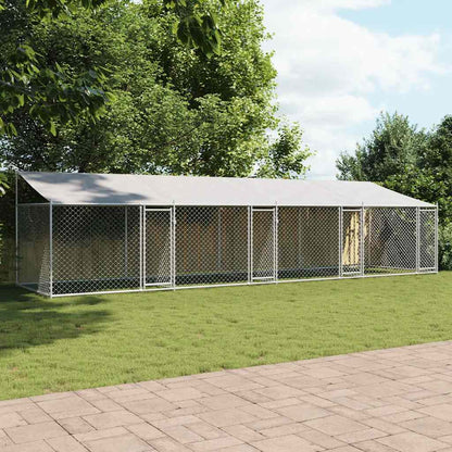 Jaula De Perros Techo Y Puertas Acero Galvanizado Gris 8x2x2 M_2