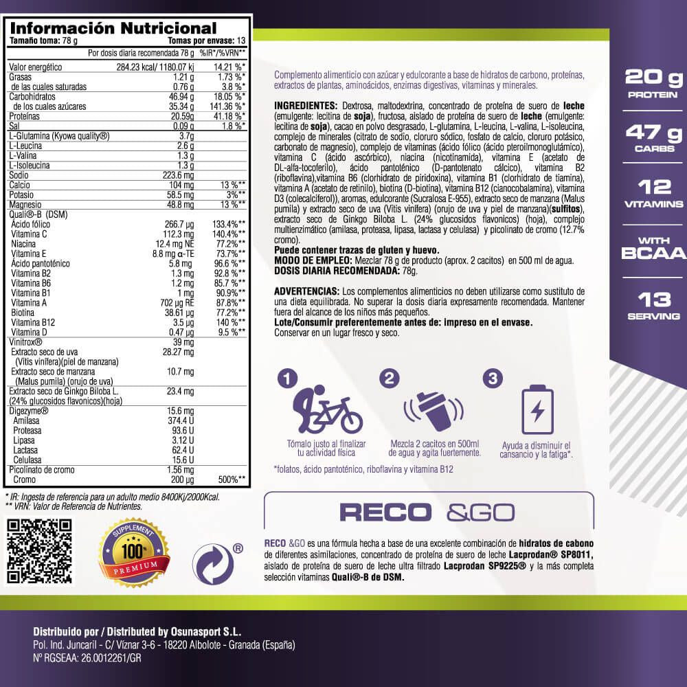 Reco &go - 1kg - Chocolate Con Leche - Recarga Los Depósitos De Glucóge - Masmusculo_4