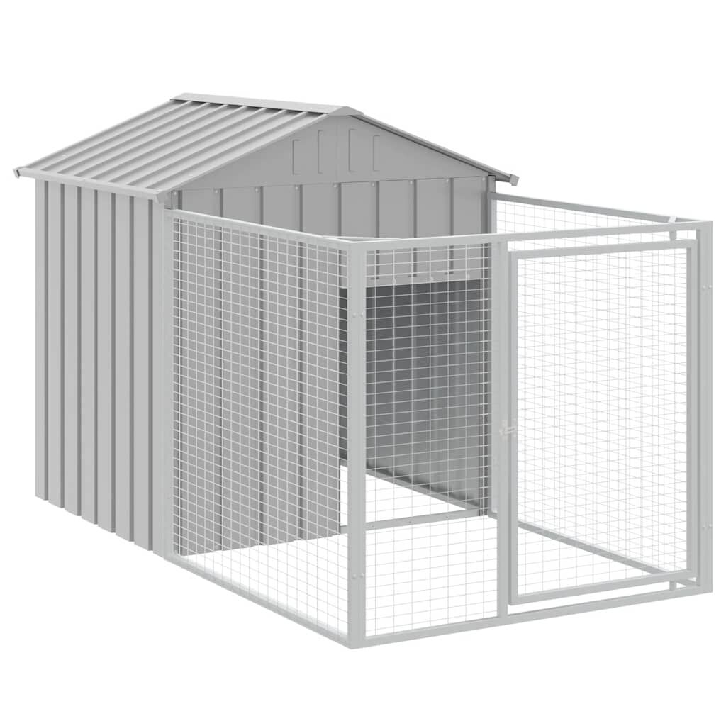 Vidaxl Caseta Perros Corral Acero Galvanizado Gris Claro 117x201x123cm_0