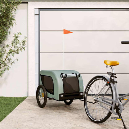 Remolque De Bicicleta Mascotas Hierro Tela Oxford Gris Negro_1