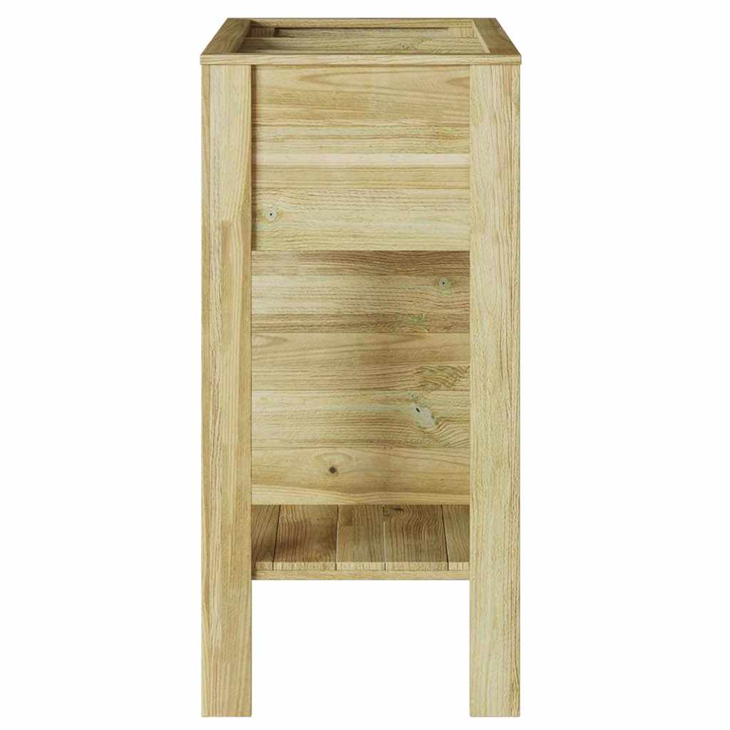Macetero Alto Con Estante Marrón Madera De Pino Impregnada_5