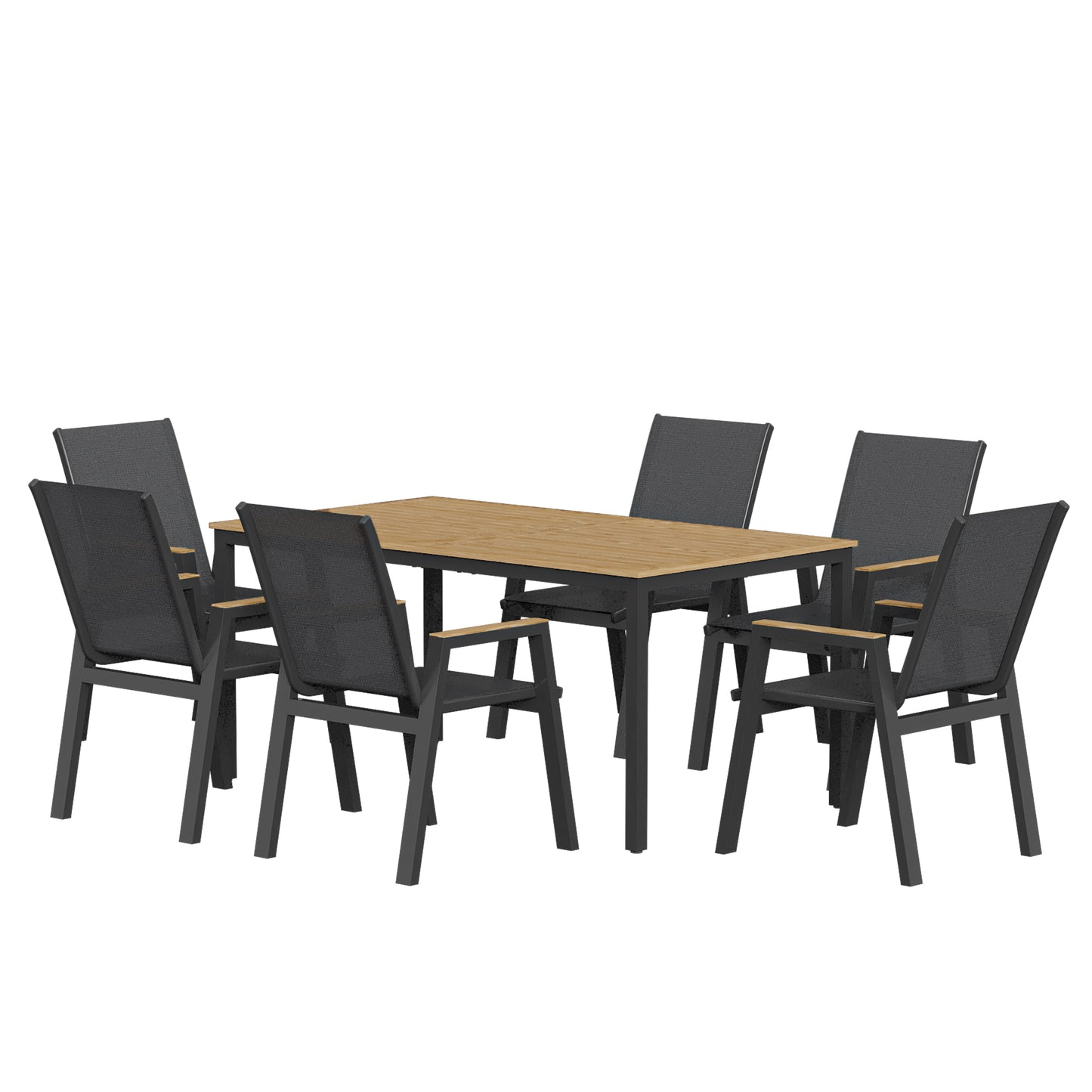 Outsunny Conjunto De Mesa Y Sillas Jardín De 7 Piezas Con Sillas Transpirables_3