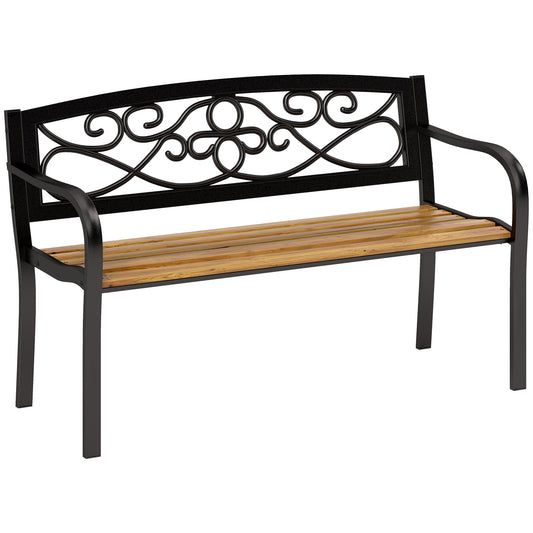 Outsunny Banco De Jardín Exterior De 2 Plazas 127x56x80 Cm Negro Y Natural_0