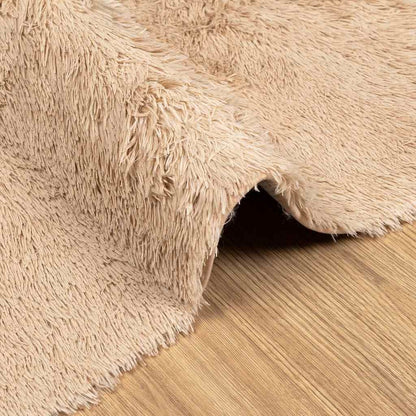 Vidaxl Alfombra Peluda De Pelo Largo Navarra Beige 160x160cm Poliéster_4